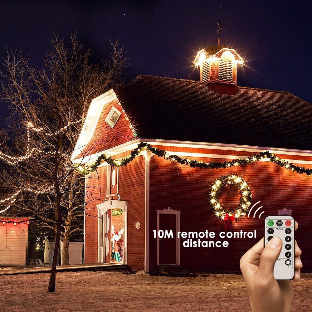 33 Feet 100 Led Fairy Lights Battery Operated with Remote Control Timer Waterproof Copper Wire Twinkle String Lights for Bedroom Indoor Outdoor Wedding Dorm Decor (Warm White) - Image 4