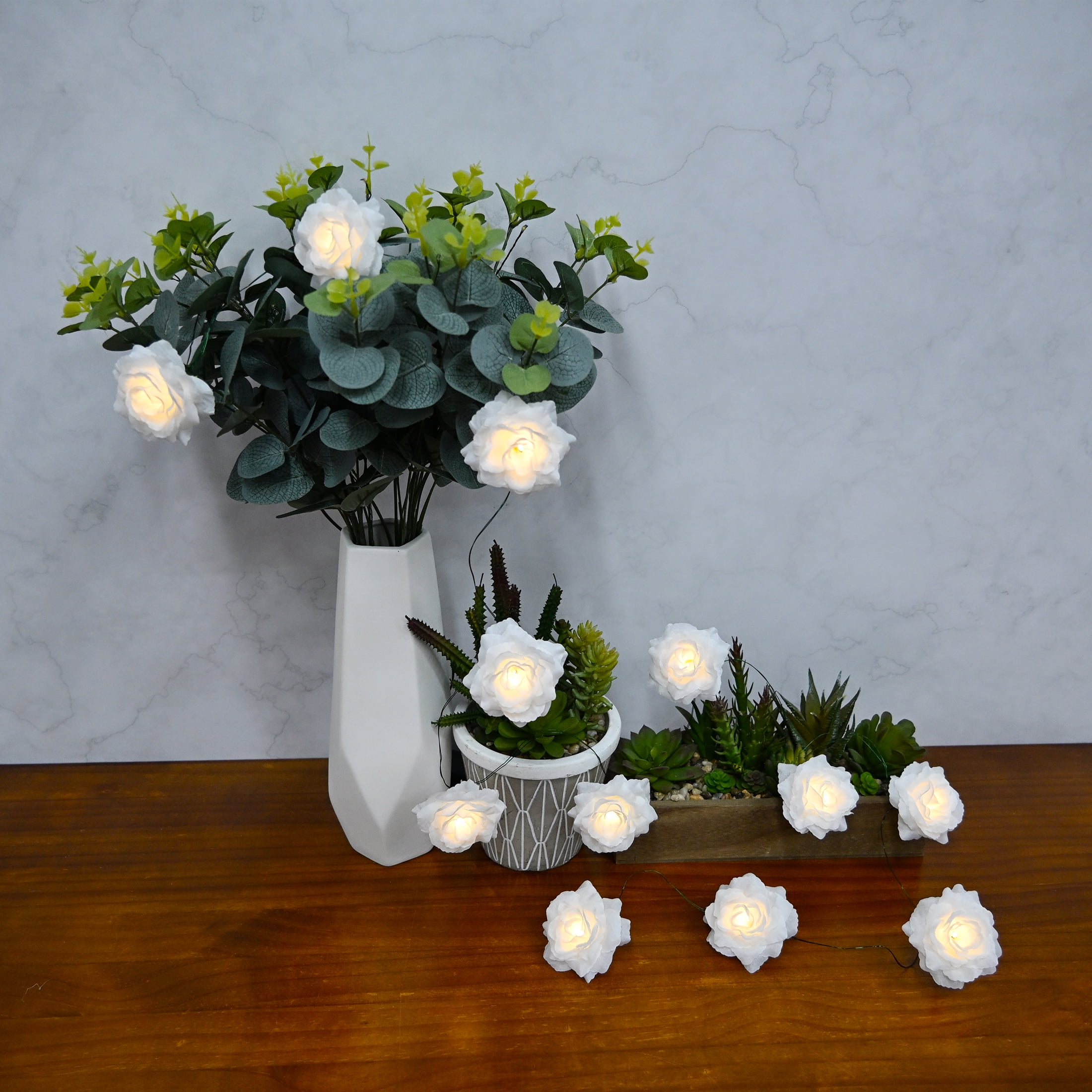 Warm White Rose Battery Operated LED Garland Lights, 6', by Way To Celebrate - Image 12