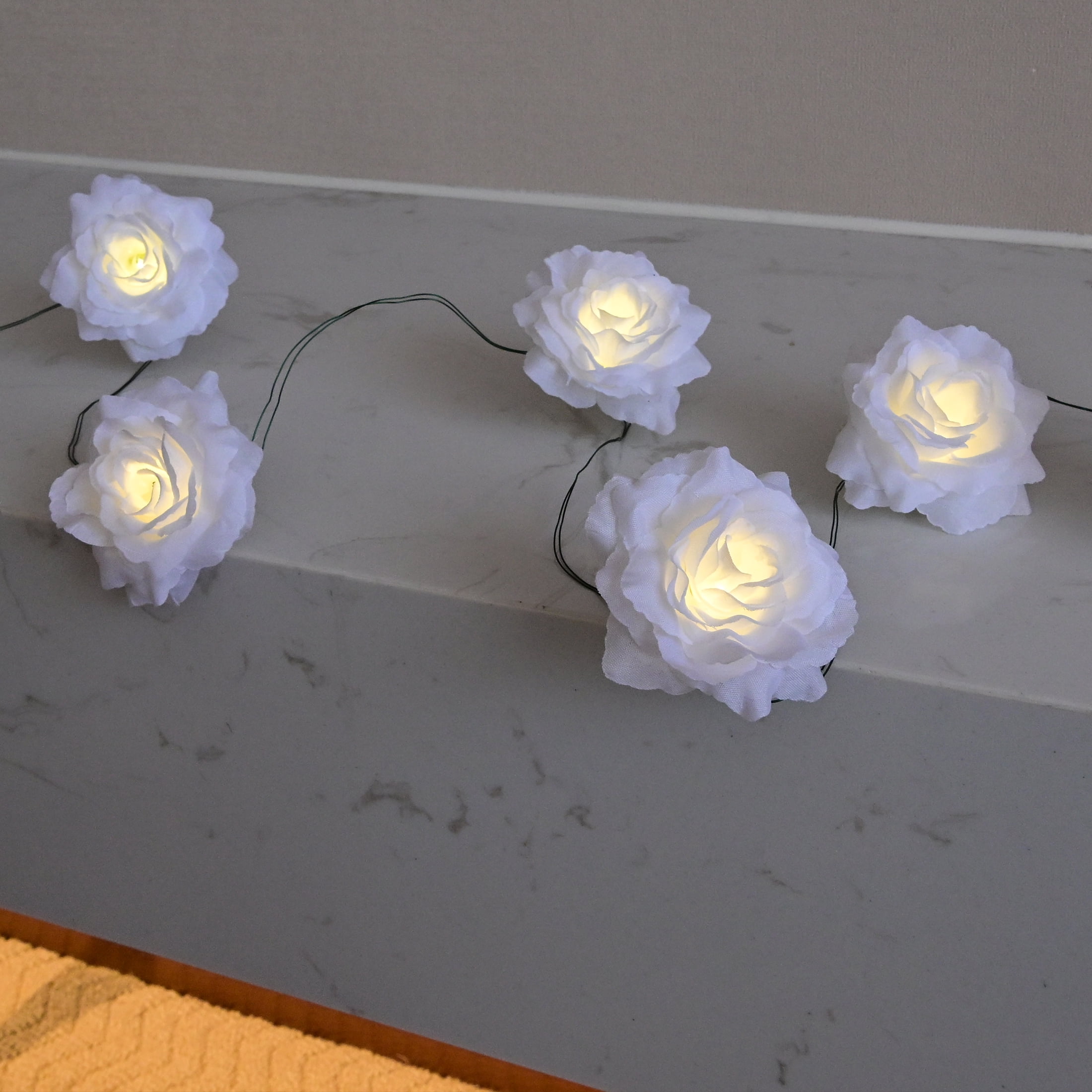 Warm White Rose Battery Operated LED Garland Lights, 6', by Way To Celebrate - Image 5