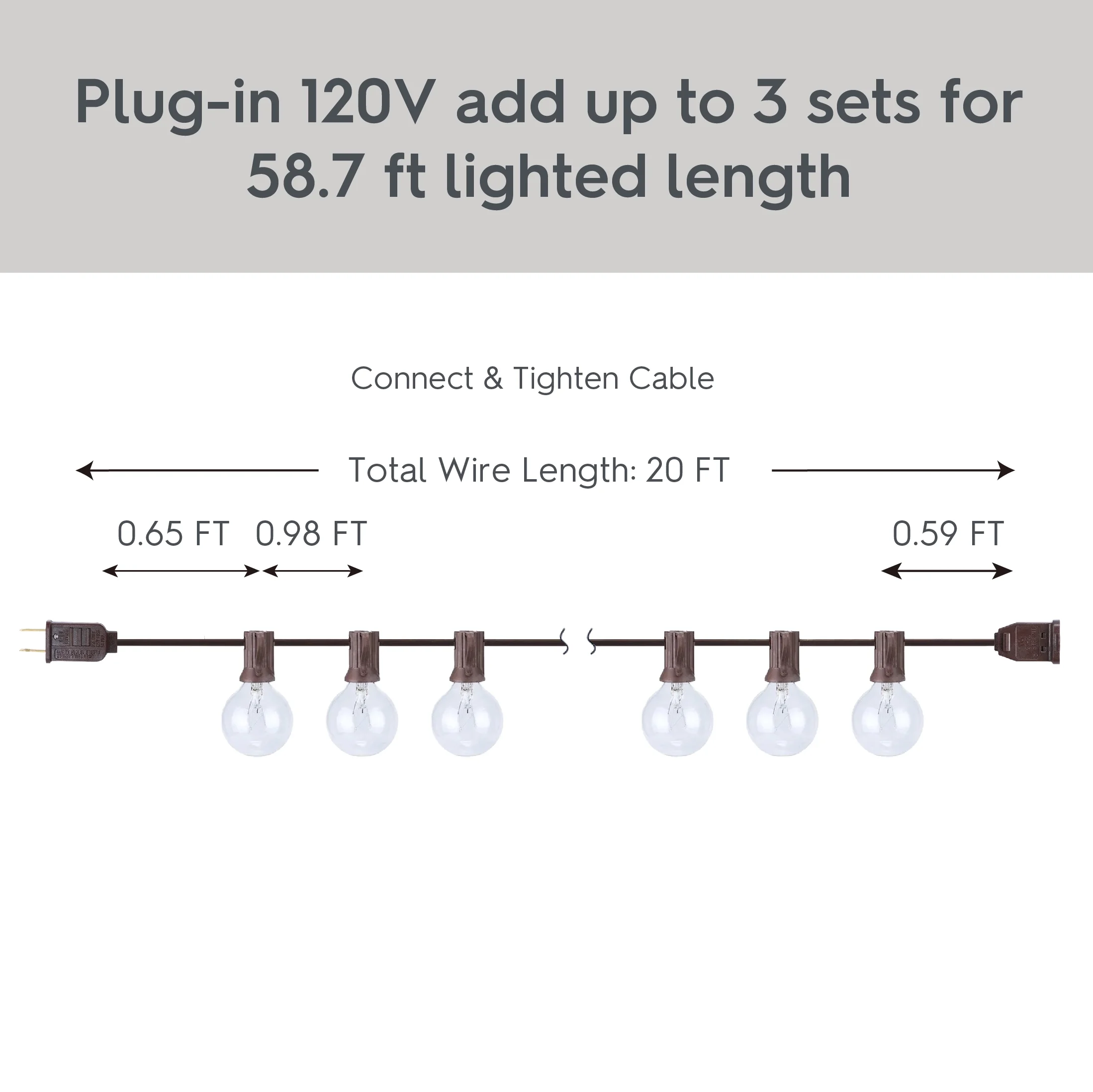 Better Homes & Gardens 20-Count G40 Clear Glass Globe Outdoor Patio String Lights - Image 2