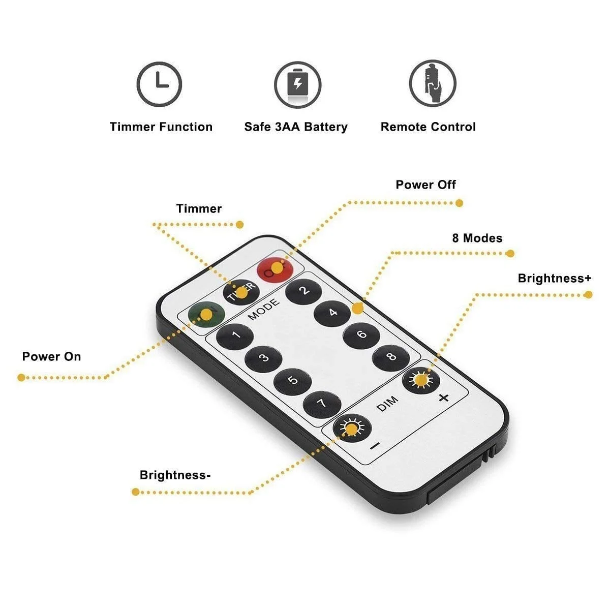 33 Feet 100 Led Fairy Lights Battery Operated with Remote Control Timer Waterproof Copper Wire Twinkle String Lights for Bedroom Indoor Outdoor Wedding Dorm Decor (Warm White) - Image 9