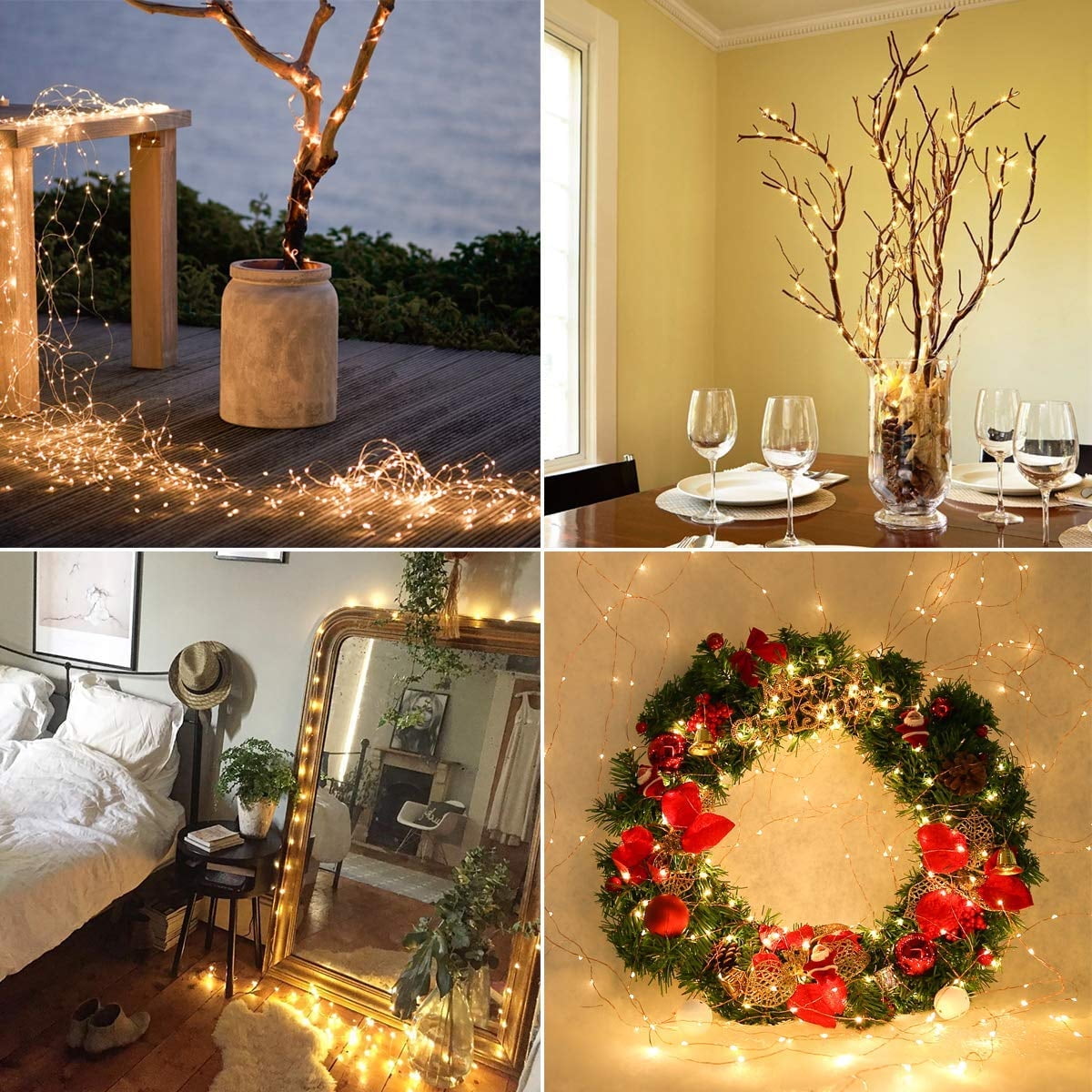 33 Feet 100 Led Fairy Lights Battery Operated with Remote Control Timer Waterproof Copper Wire Twinkle String Lights for Bedroom Indoor Outdoor Wedding Dorm Decor (Warm White) - Image 8