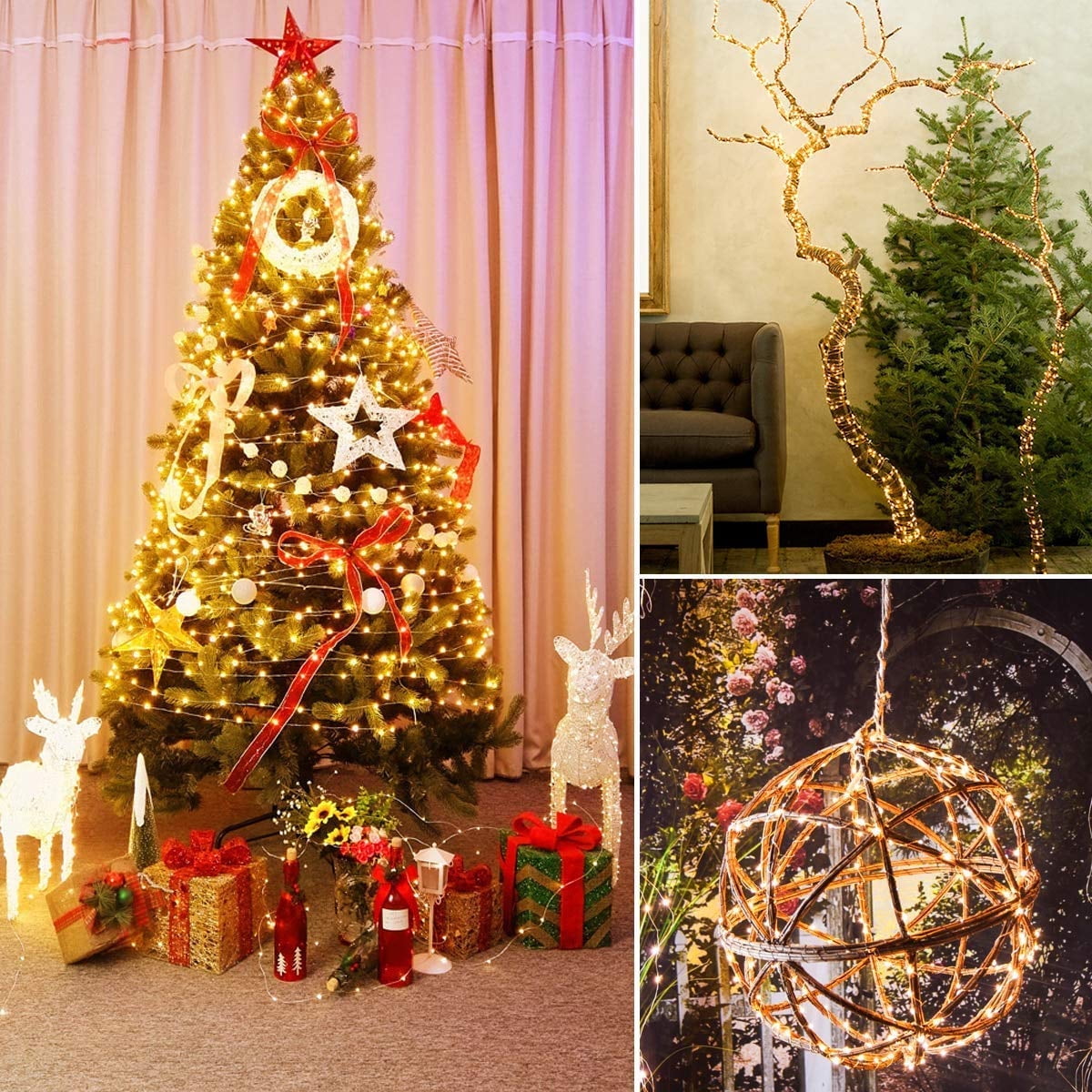 33 Feet 100 Led Fairy Lights Battery Operated with Remote Control Timer Waterproof Copper Wire Twinkle String Lights for Bedroom Indoor Outdoor Wedding Dorm Decor (Warm White) - Image 3