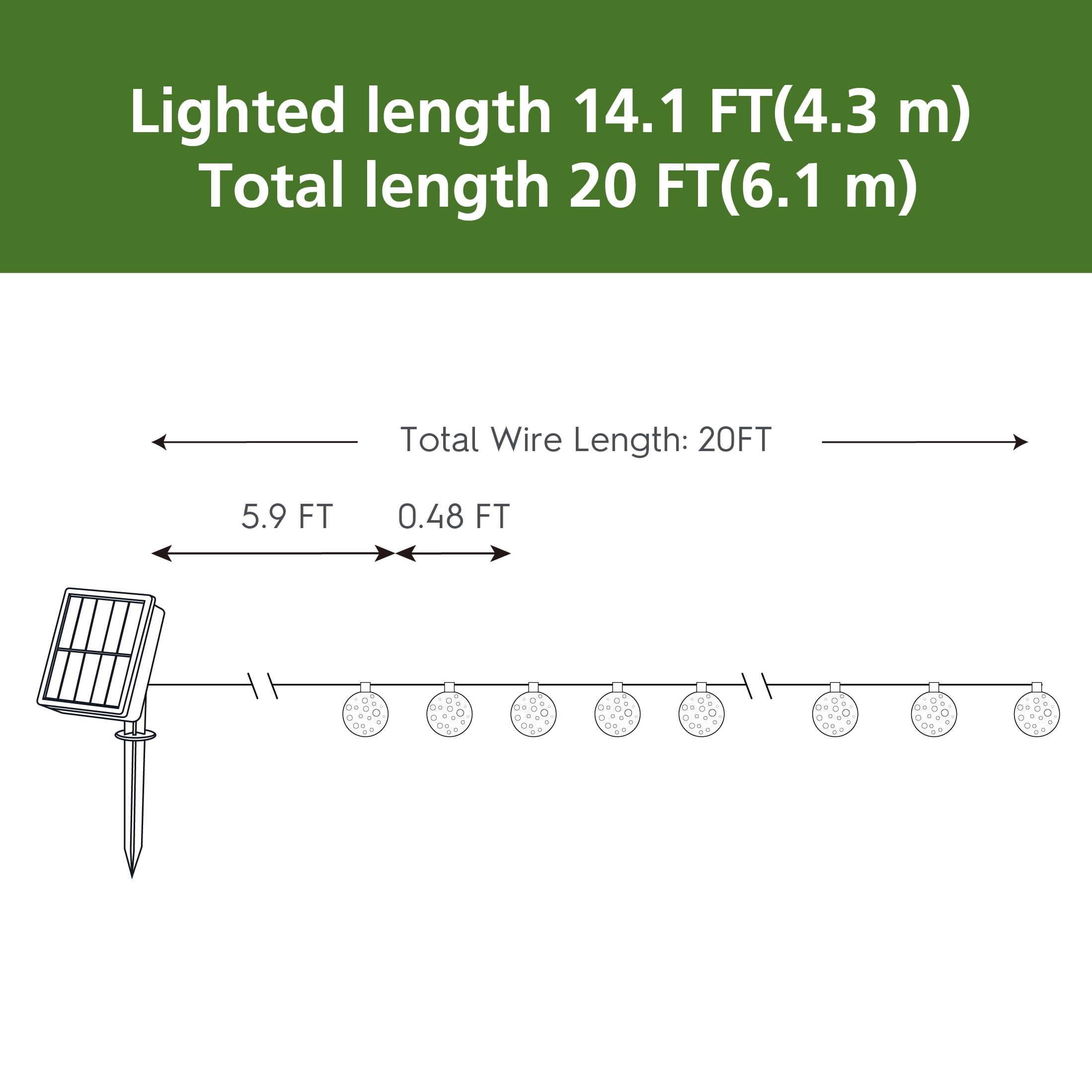 Mainstays 30ct Solar Garden Decorative Globe Bubble Warm White String Lights - Image 9