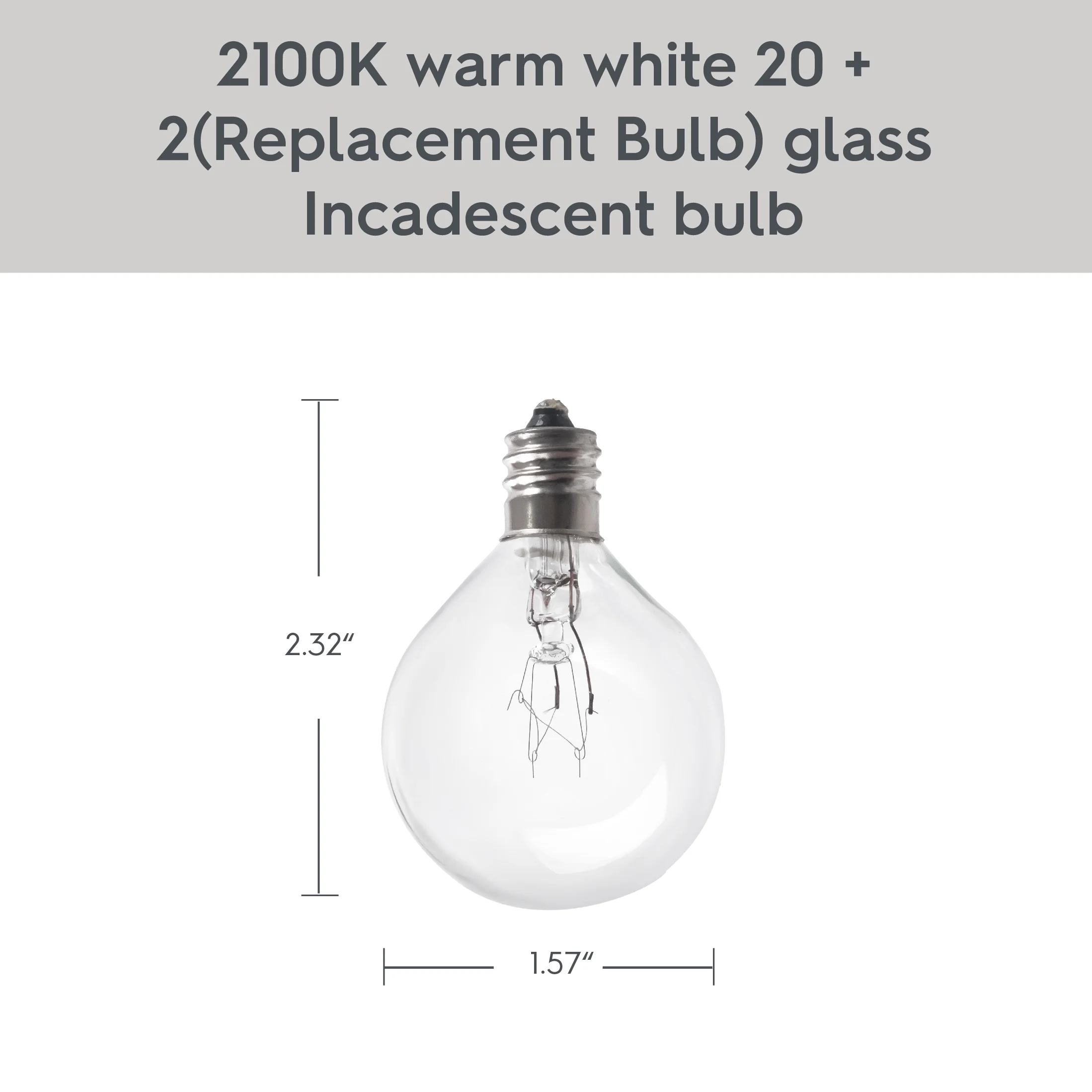 Better Homes & Gardens 20-Count G40 Clear Glass Globe Outdoor Patio String Lights - Image 3