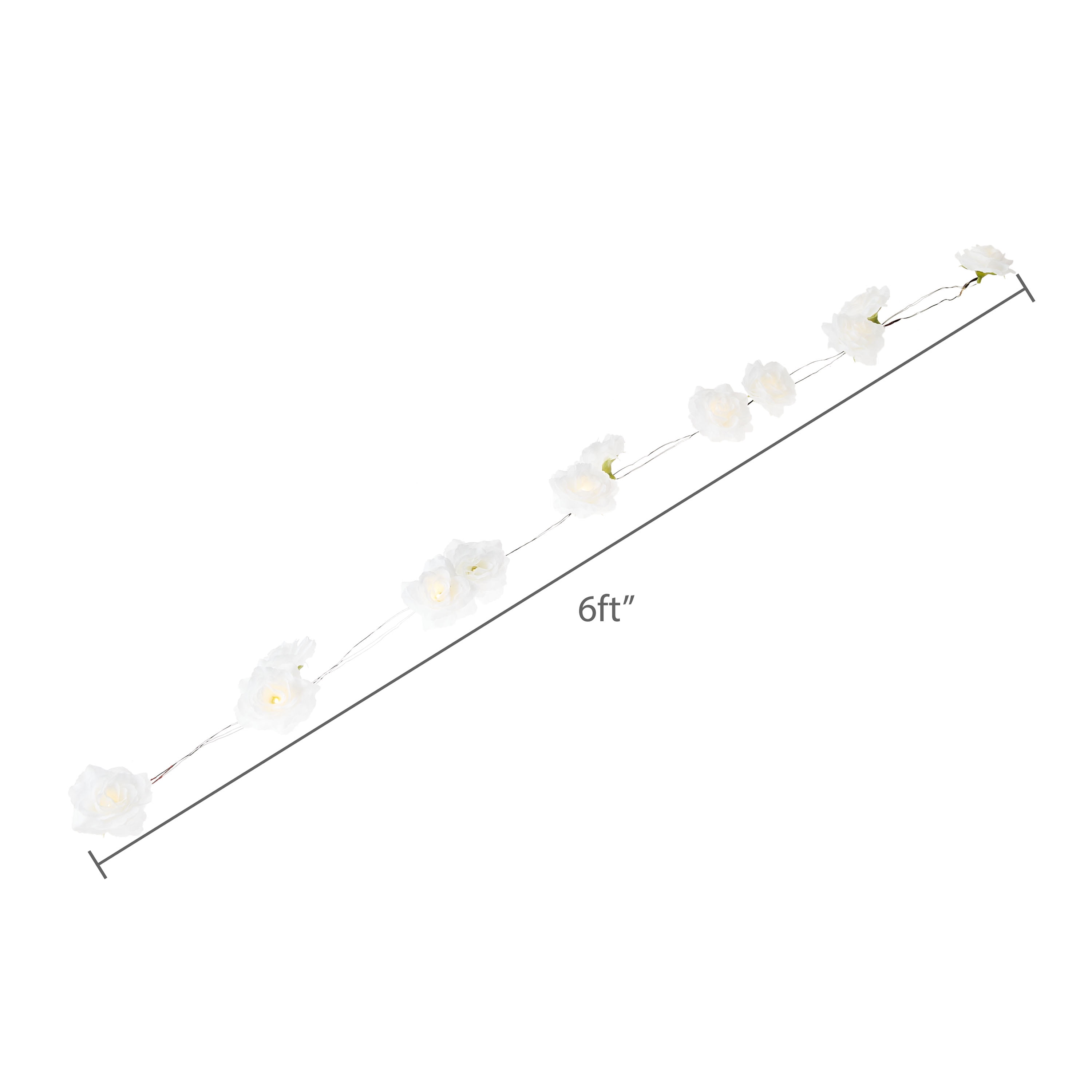 Warm White Rose Battery Operated LED Garland Lights, 6', by Way To Celebrate - Image 6