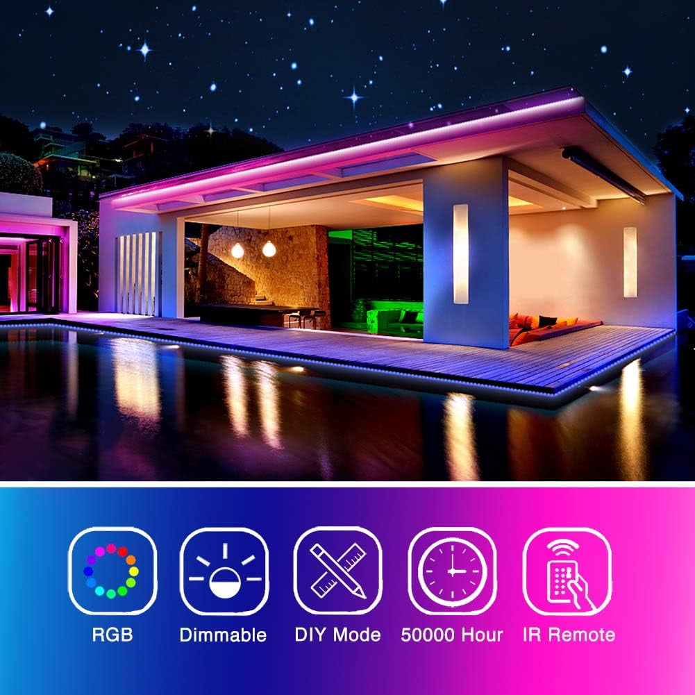 PHOPOLLO 100ft LED Strip Lights for Bedroom, Color Changing RGB Lights with 24Keys Remote, Perfect for Home Decor - Image 5