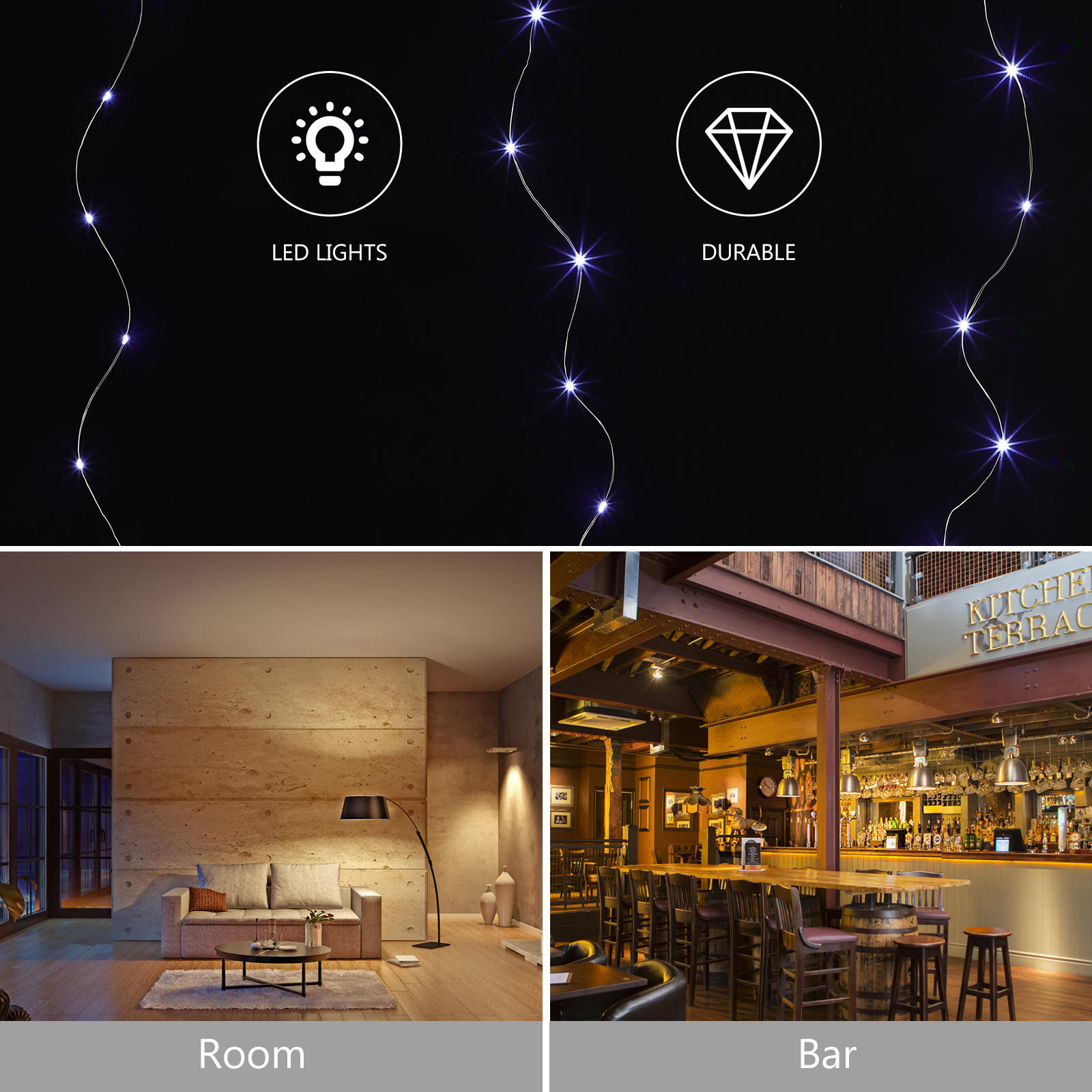 Supvox Curtain Light for Decor Led ng Light White Copper Wire 1Pack - Image 3