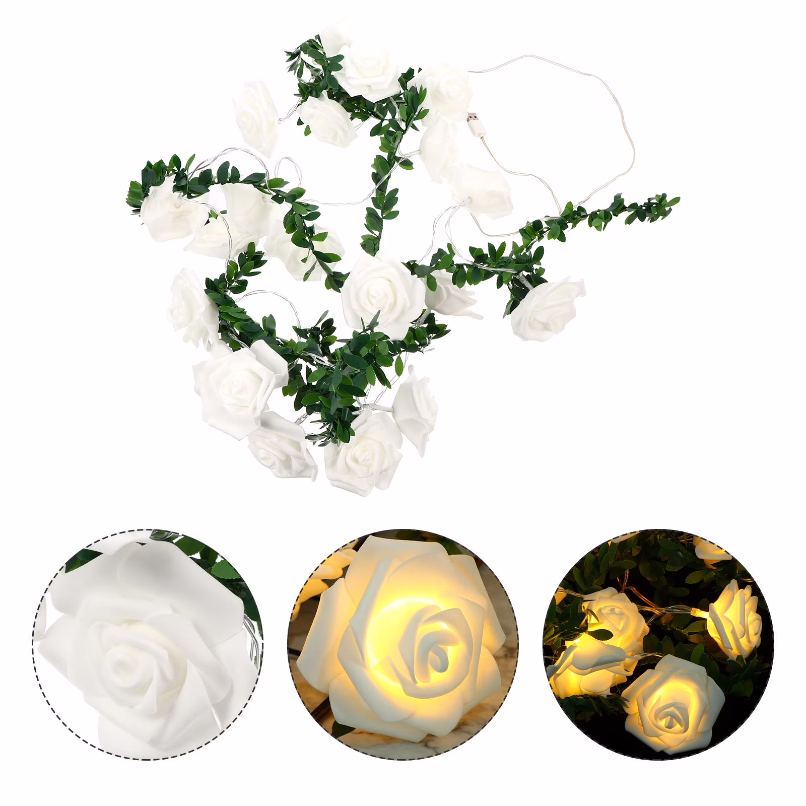 WEAVILUX String Light LED Copper Wire Lamp Rose Vine Light for Room Decoration Assorted Color 3.94ft