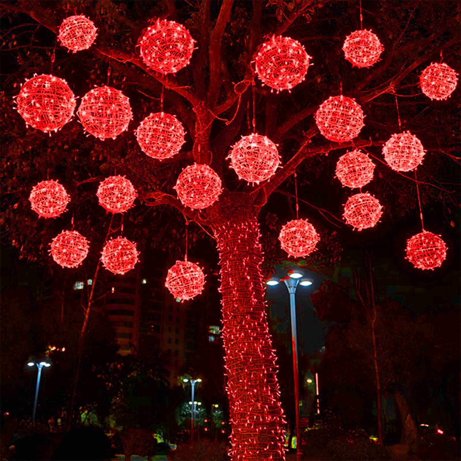 zhmrfg Christmas Decor-Solar Powered Hanging Tree Lights, Waterproof Ball Lights for Garden, Patio, Yard, and Holiday Outdoor Decor, Solar Christmas Decorations for Festive Lighting and Ambiance
