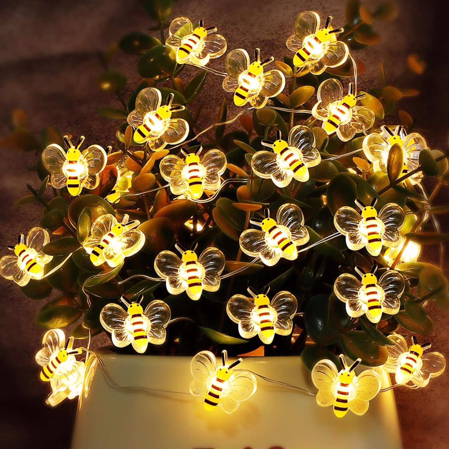 Bee Decor String Lights 13Ft 40 Led USB Operated Bee Bumble Whimsical Decor Bee Decorations Honey Bee Gifts for DIY, Home, Classroom, Birthday, Kids Room, Garden, Wedding, Party Decorations