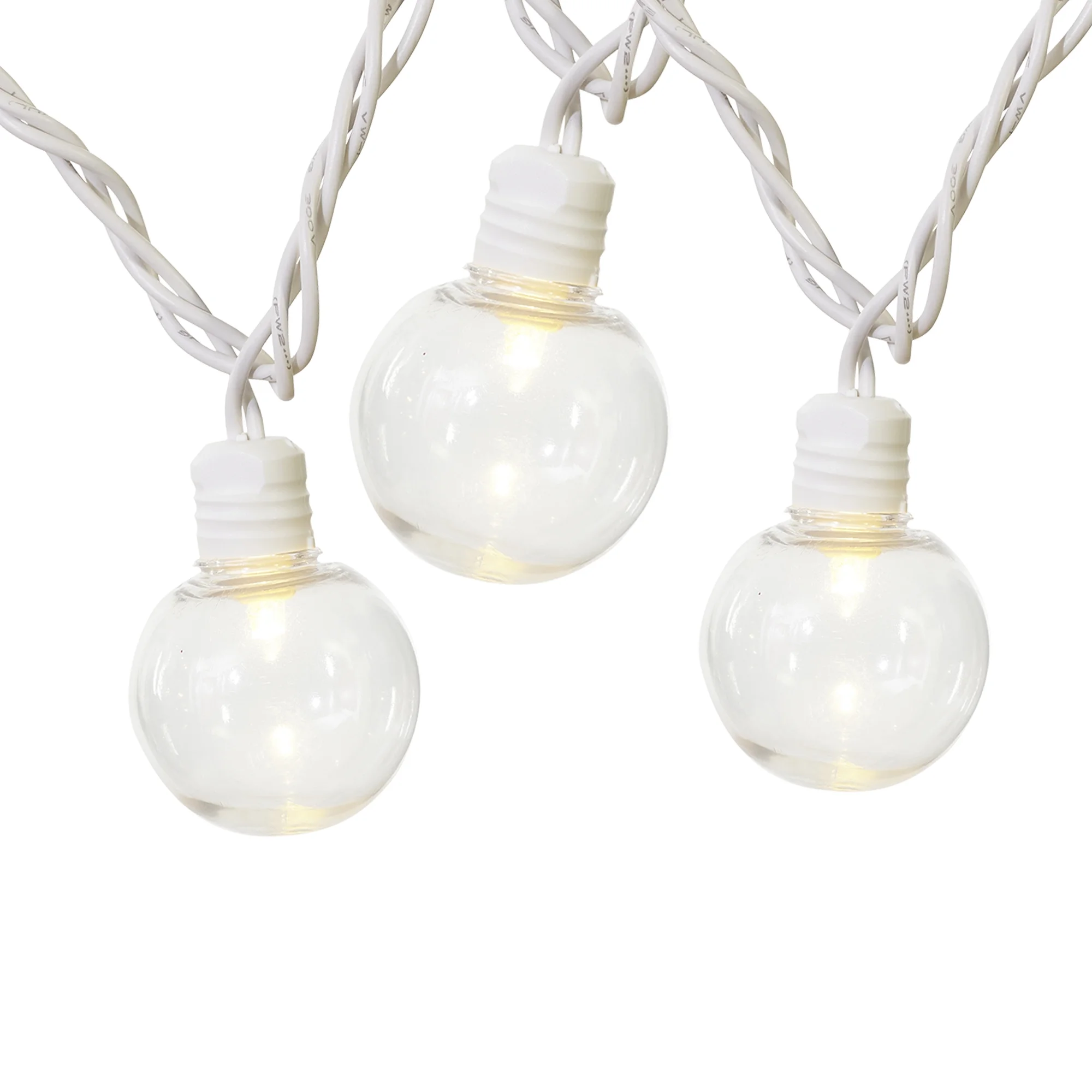 Mainstays 20-Count Indoor Outdoor Warm White LED G40 Globe Lights, with White Wire