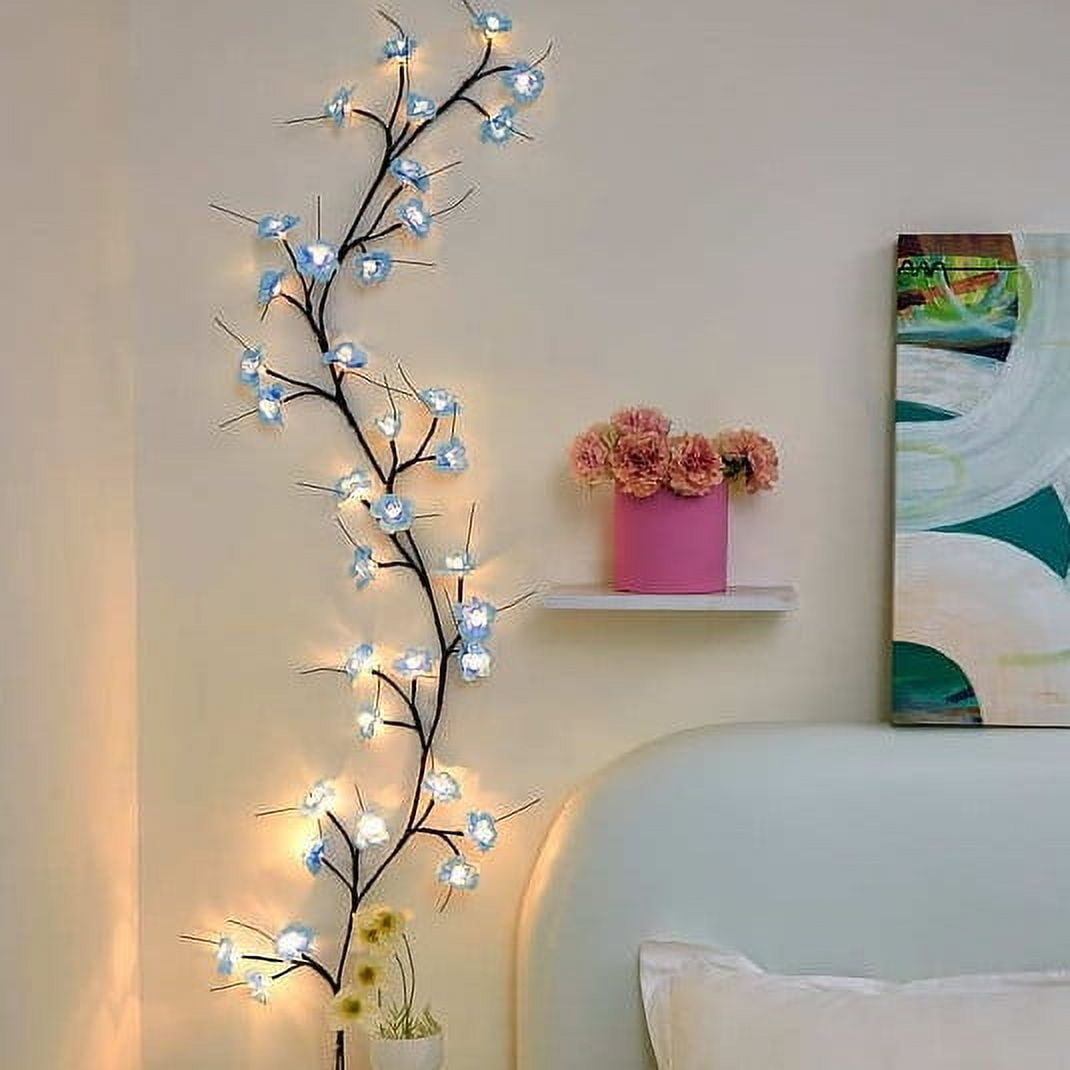 LED Rattan Branch Lights | Simulated Arrangement Stems for Indoor Decoration | Romantic Ambient Mood Lighting | Wall Display | Bedroom Living Room Decor | Warm White | 5 Branches