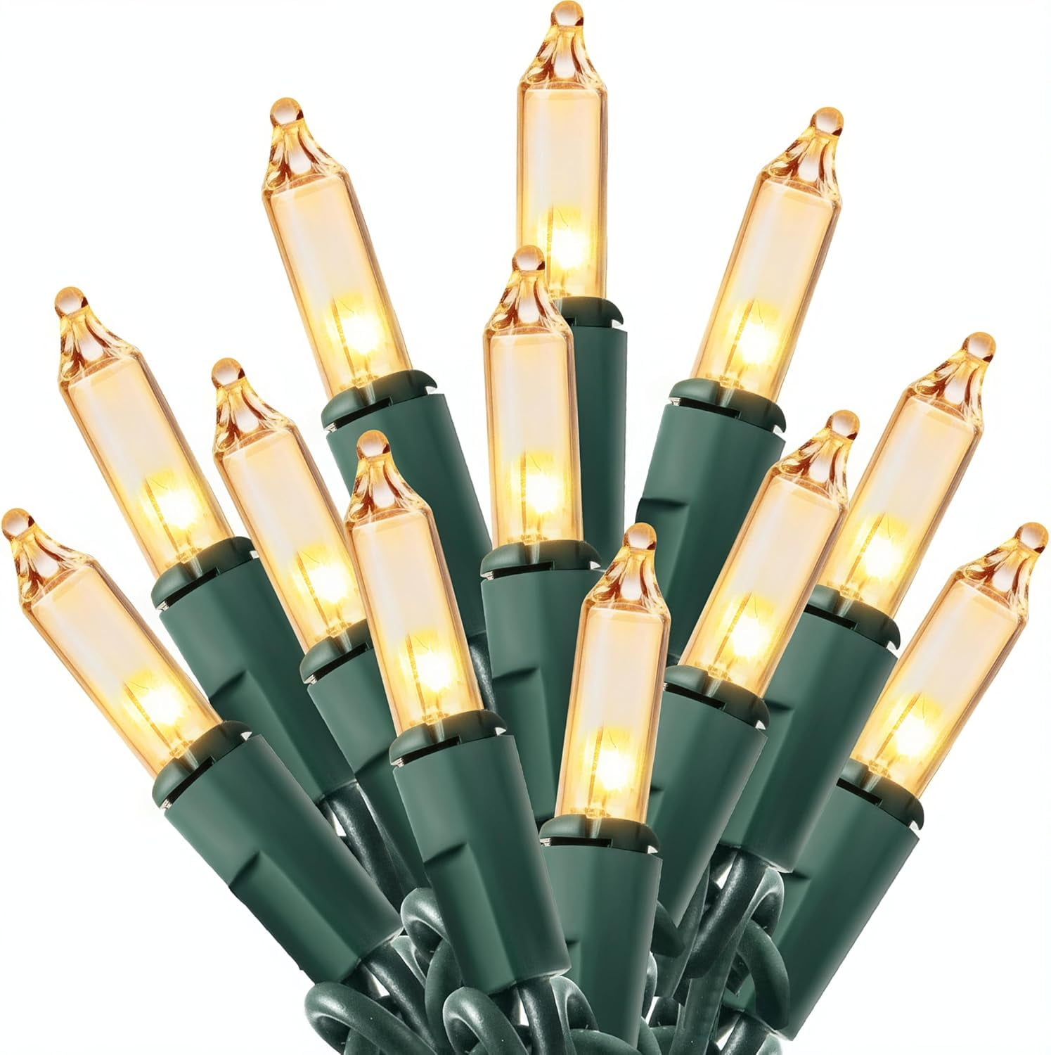 Joyfy Clear Christmas Lights,19.4ft 100 Count Clear Warm White Christmas String Lights,Connectable Green Wire Xmas Tree Lights for Indoor Outdoor Christmas Decorations Holiday Party Decor